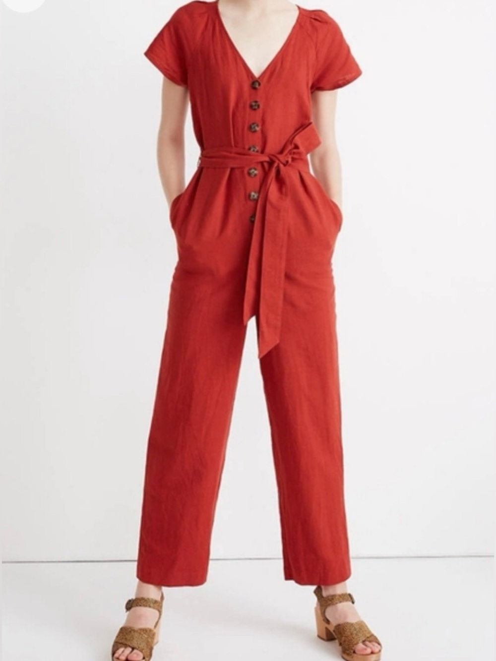 Madewell Linen Cotton Jumpsuit in size 4 Minimalist Casual Chic